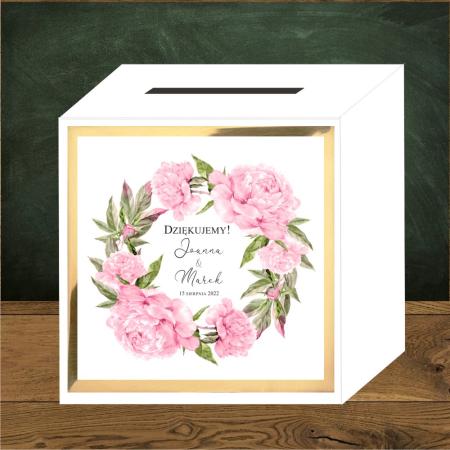 Front do pudełek na koperty Piwonie różowy romantyczny różowy