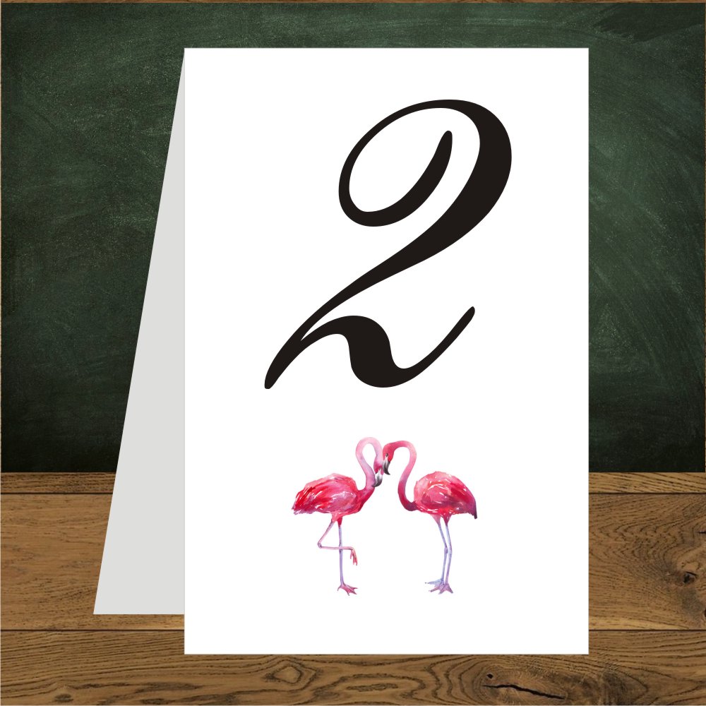 Numerki - Numerki na stół weselny.  Flamingi