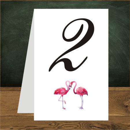Numerki na stół weselny.  Flamingi